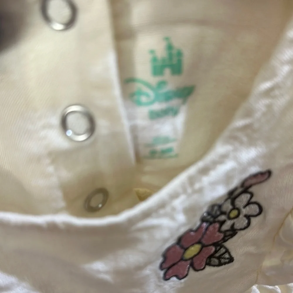 Disney Cream Diaper Cover dress with Pink Floral Design
